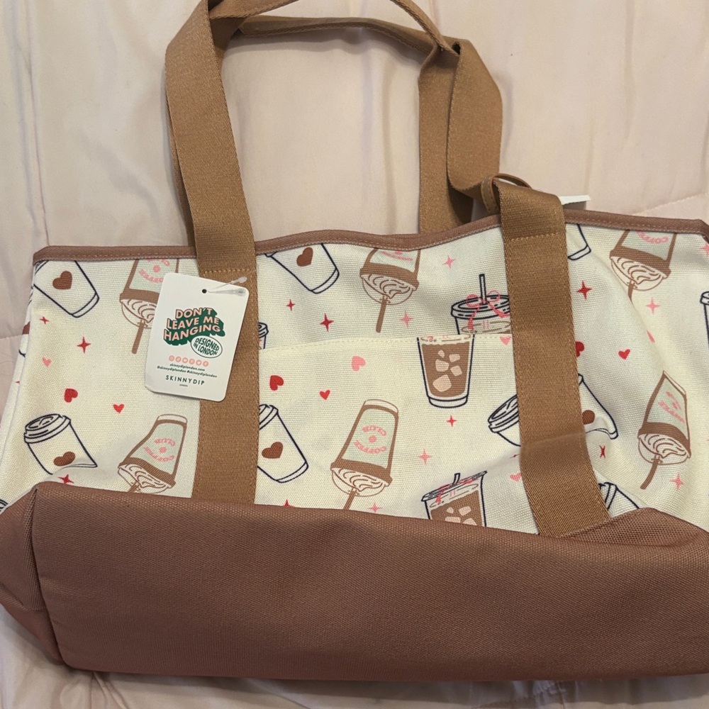 Stylish Brown and Cream Coffee Tote Bag